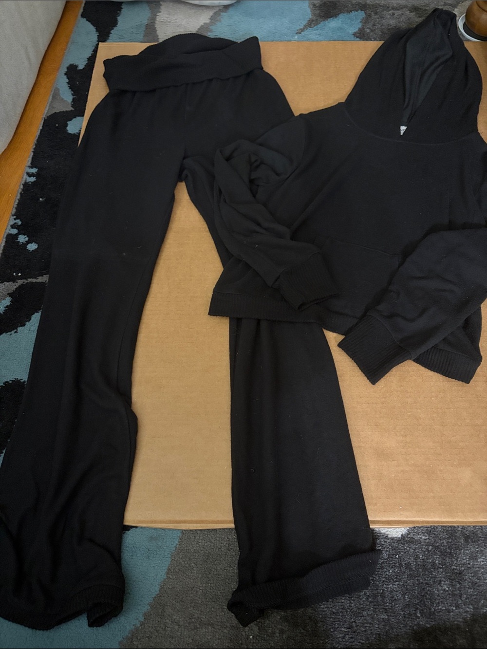 2 piece set - No Boundaries Black Wide Leg Knit Lounge Pants and sweater